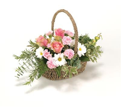 Sympathy Basket-Pink & White