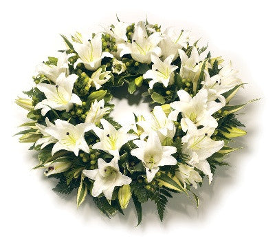 Wreath-All White Lillies